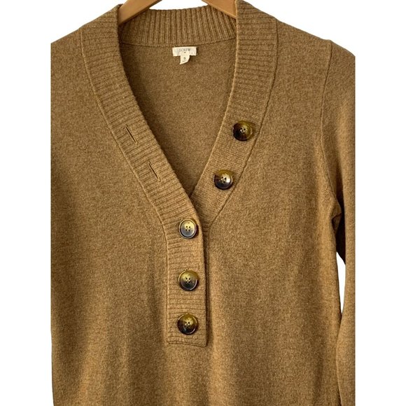 Womens J Crew Lightweight Tan V-neck Sweater Small Cashmere Blend 6609 LS GUC - Picture 2 of 10